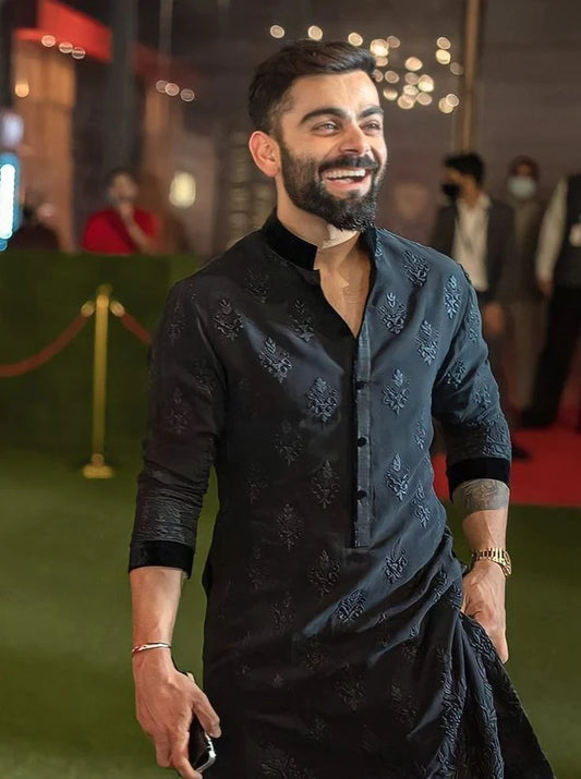 VK Black Embroidery Kurta