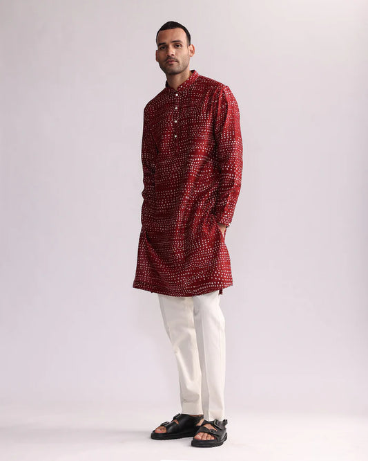 Red Dot Printed Kurta